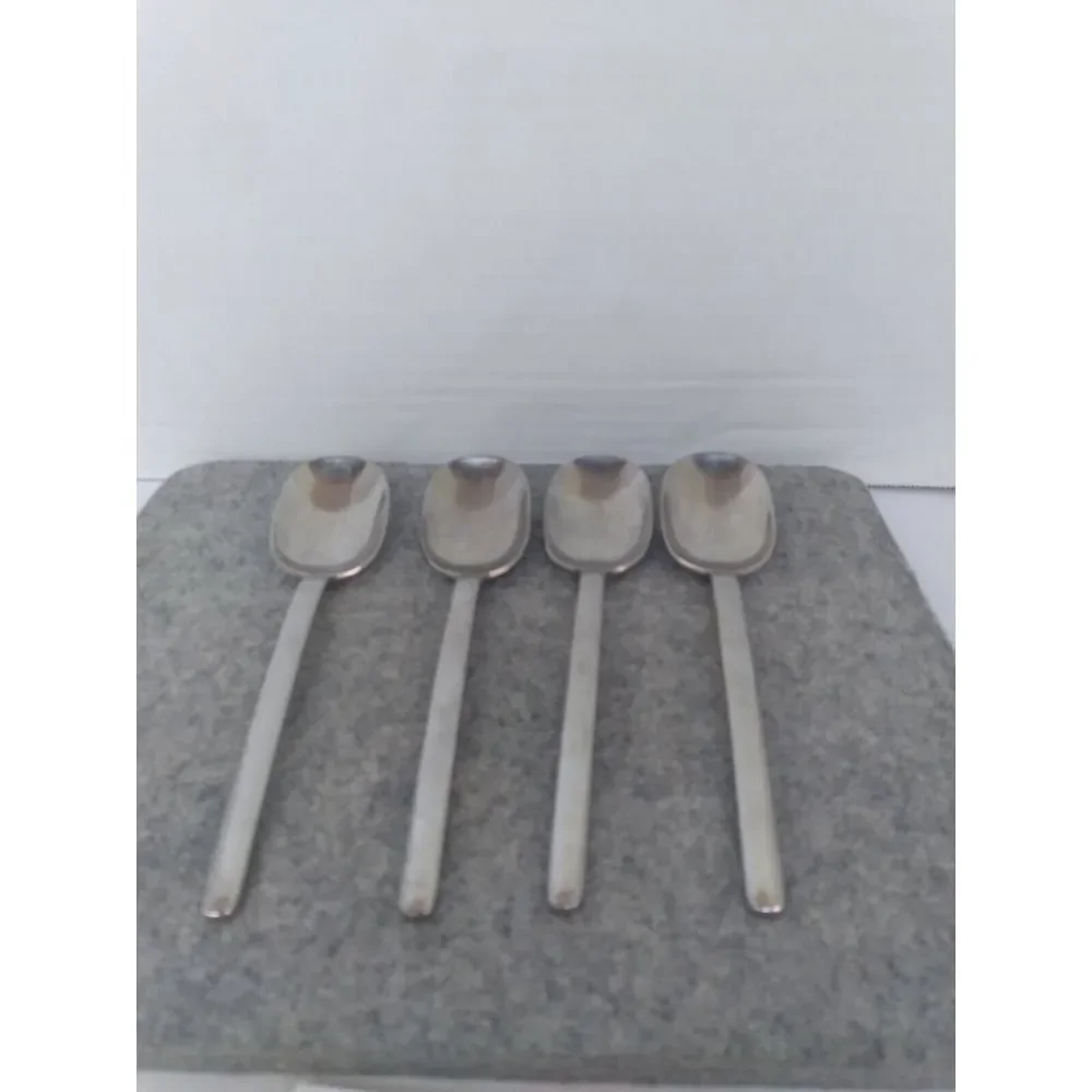 Vintage Stainless Steel Spoons Set of 4 Modern Minimalist Design Kitchen Utensil